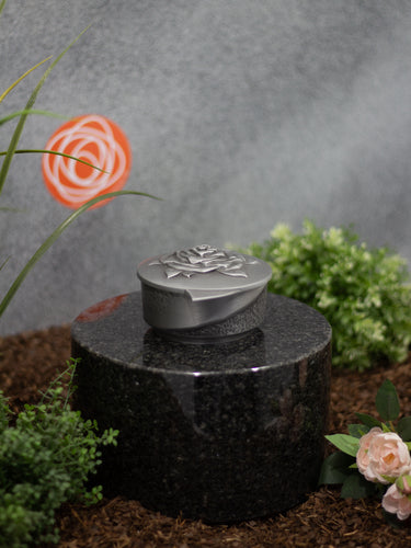 Weihkessel / Weihwasserbecken Aluminium rund mit Blumenmotiv